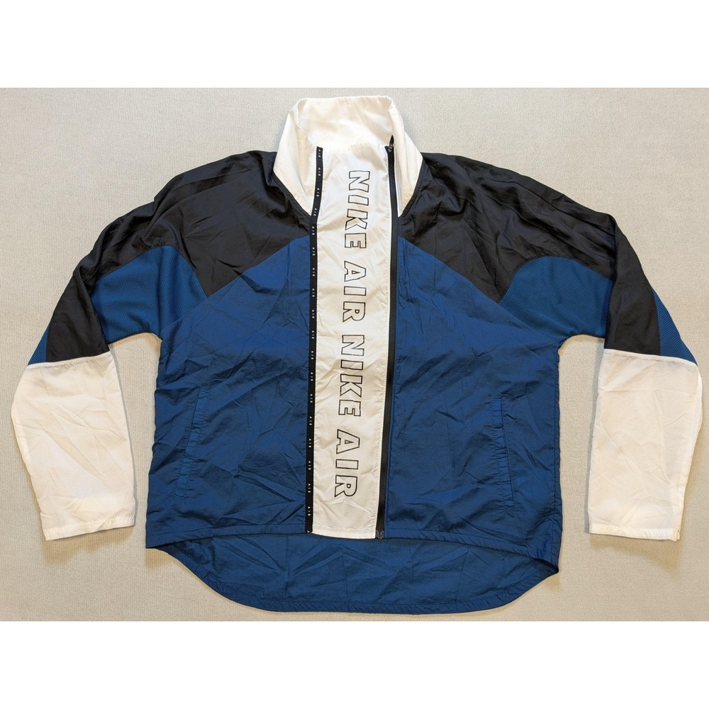 Nike Air Jacket Womens Medium Blue Black Windbreaker Running Training Athleisure